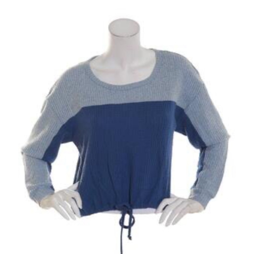 NWT Crave Fame Long Sleeve Color Block Thermal Tie Front Sweatshirt
